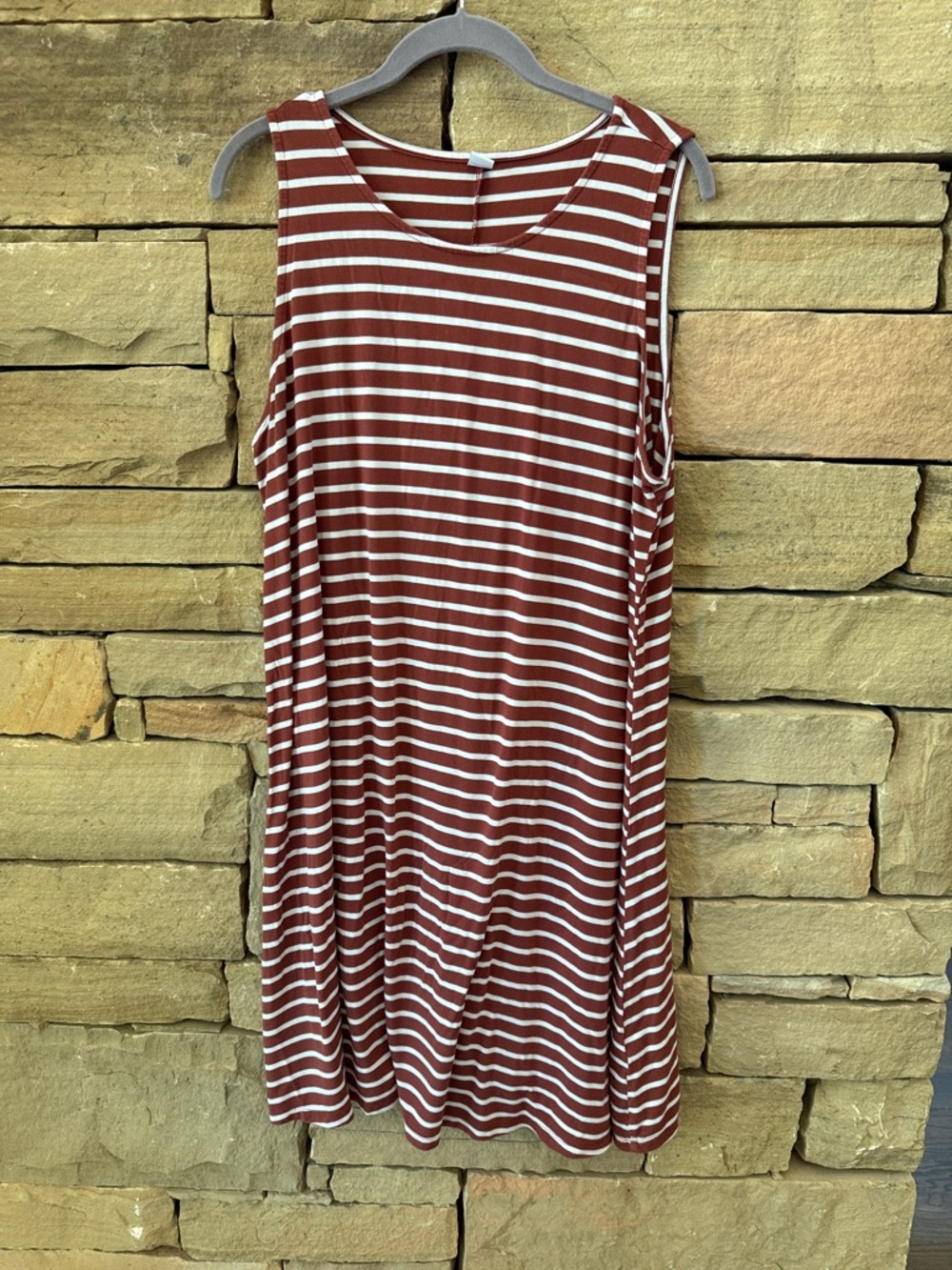 Old Navy Striped Sleeveless Midi Dress in Rust and White, Easy to Wear